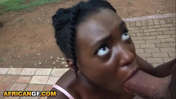 Perfect Body Ebony Girlfriend Glad To Suck My White Cock In Public Gripping Pussy Cream When I Fuck Her Outdoors