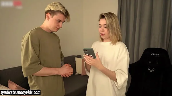 Caught my stepsister while she was filming her pussy