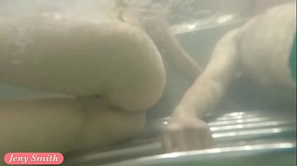 Jeny Smith bottomless in Spa. Naked underwater, nude swimming