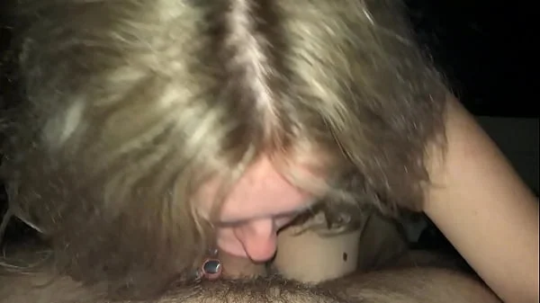 hot blonde sucked while watching a movie
